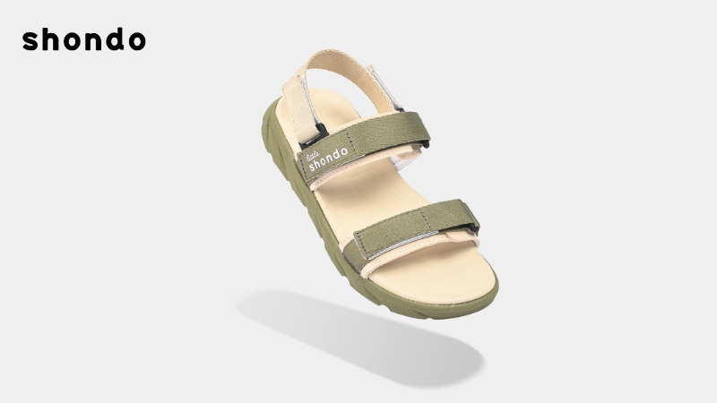 Sandal đi học little F6S quai ngang rêu be