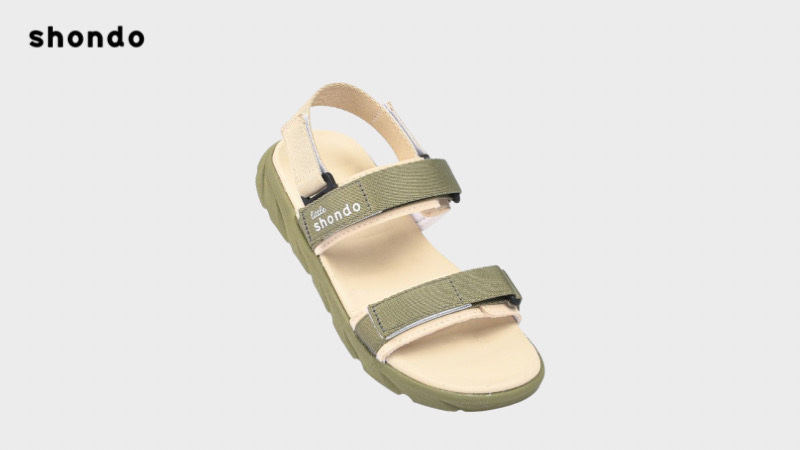 Sandal đi học little F6S quai ngang rêu be