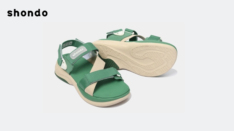 Sandal nam nữ đế cao F8B be xanh lá