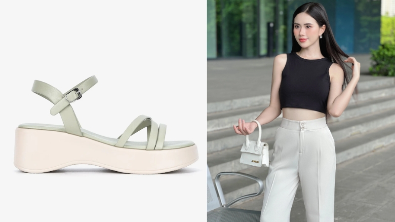 Sandal bánh mì kết hợp với áo croptop sành điệu