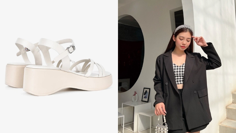 Sandal mix cùng áo blazer cool ngầu