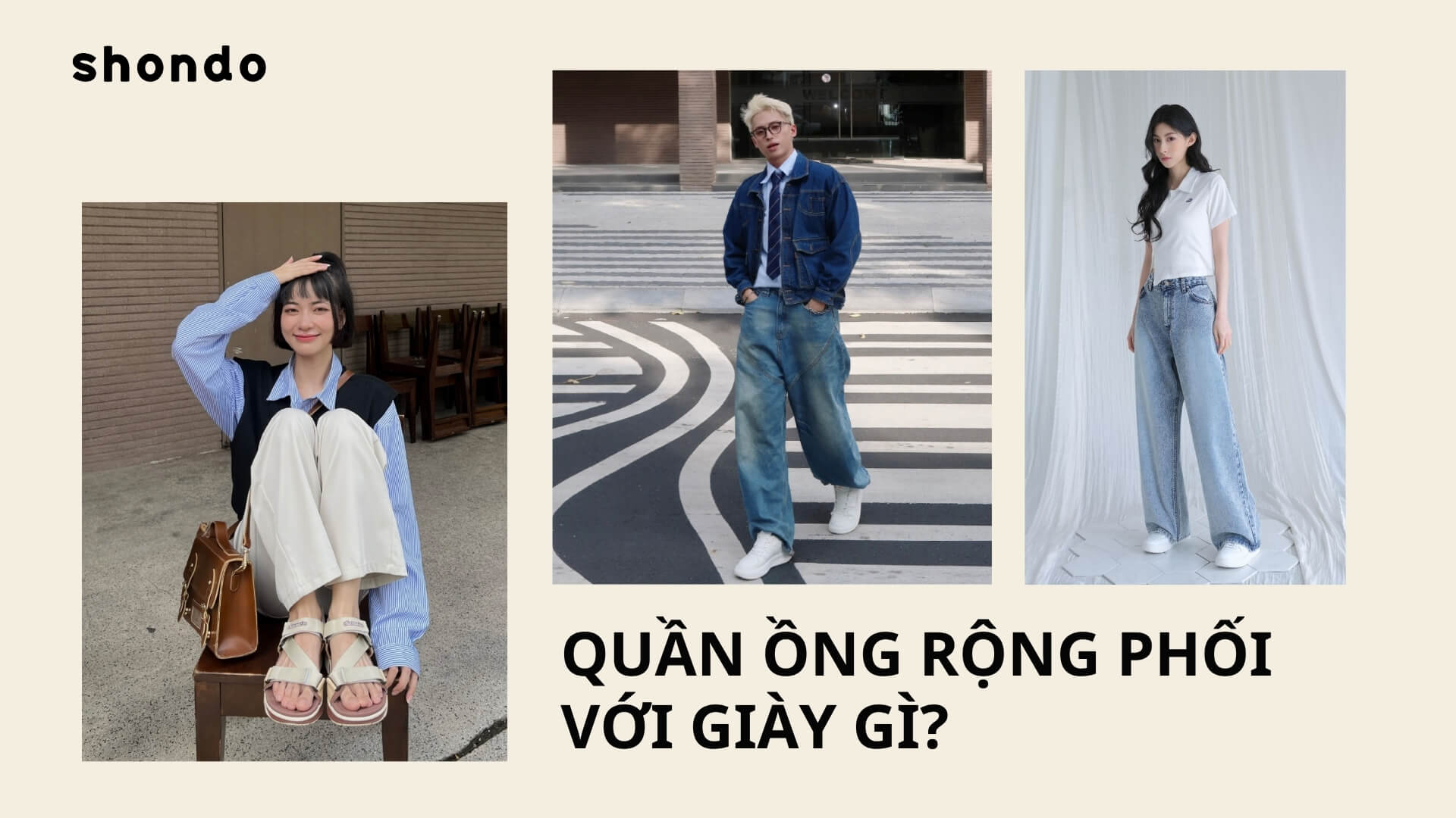 quần ống rộng phối với giày gì