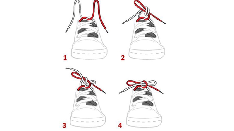 Cách buộc dây giày không bị tuột bằng nút thắt đôi