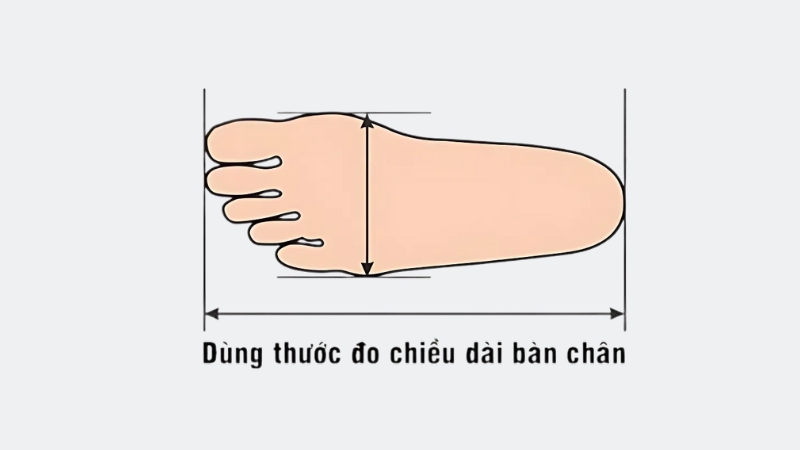 Đặt chân lên giấy, đánh dấu gót chân và đầu ngón chân dài nhất