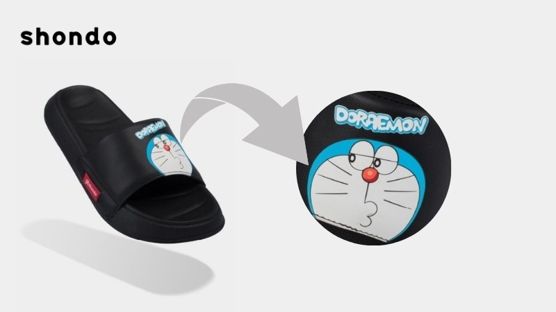 Dép quai ngang Trendy 3 Doraemon full đen in hình Doraemon đáng yêu