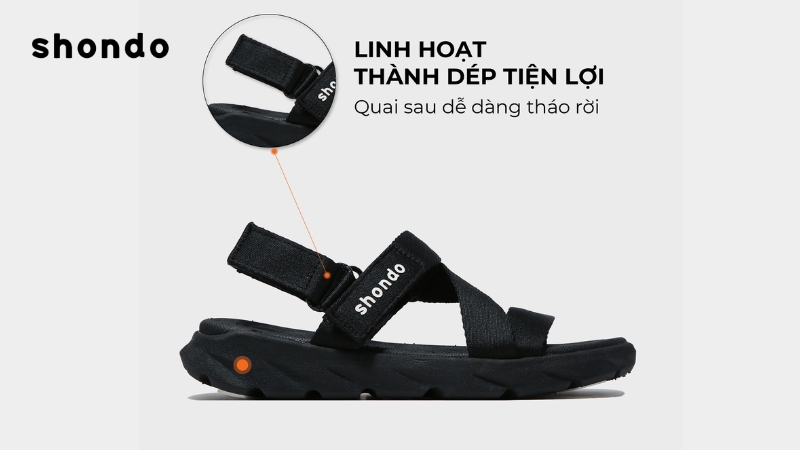 Giày Sandal nam nữ quai tháo thành dép đi học F6S đen full