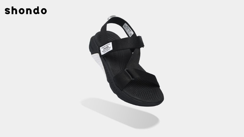 Sandal nam nữ F7R đế đen quai đen đi làm