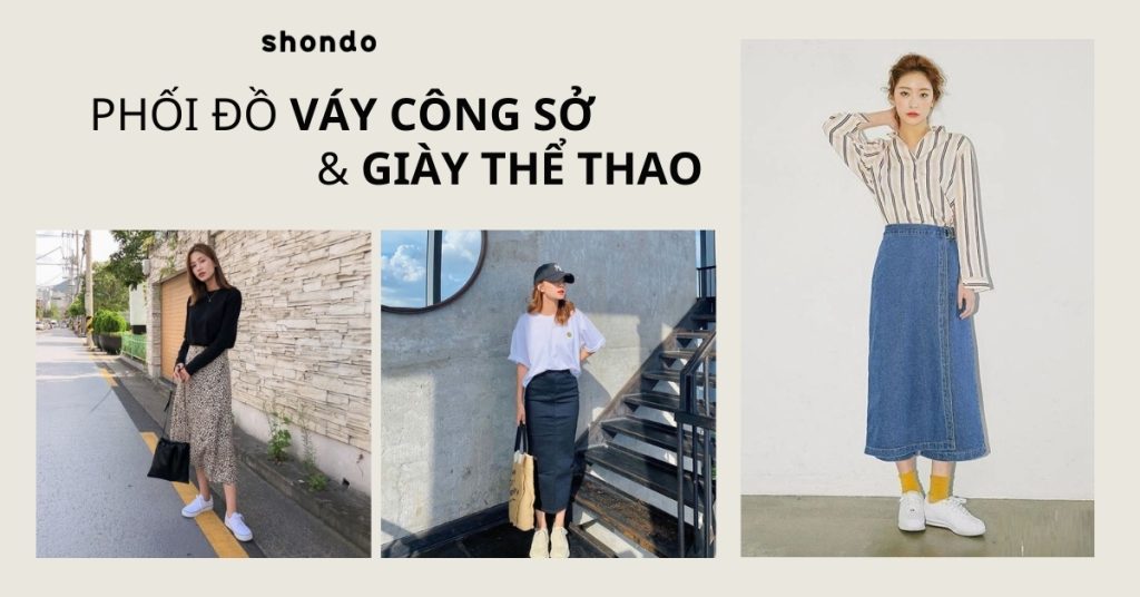 váy công sở và giày thể thao