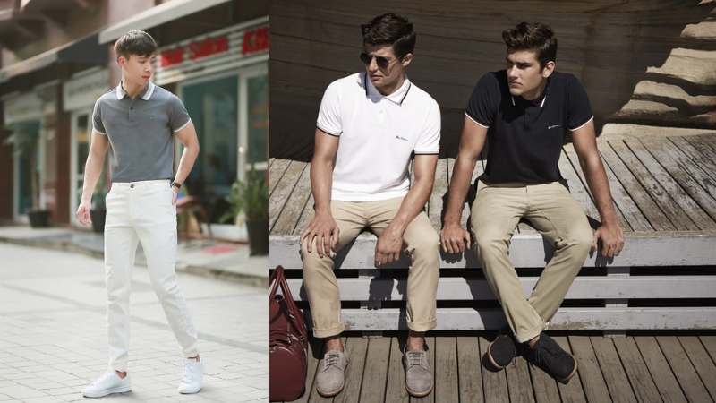 Phối giày sneaker nam với áo polo