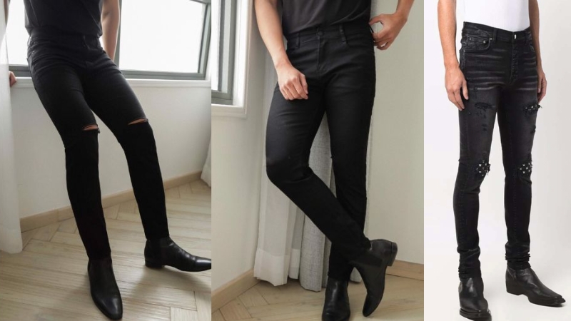 Quần jean skinny với giày chelsea boots