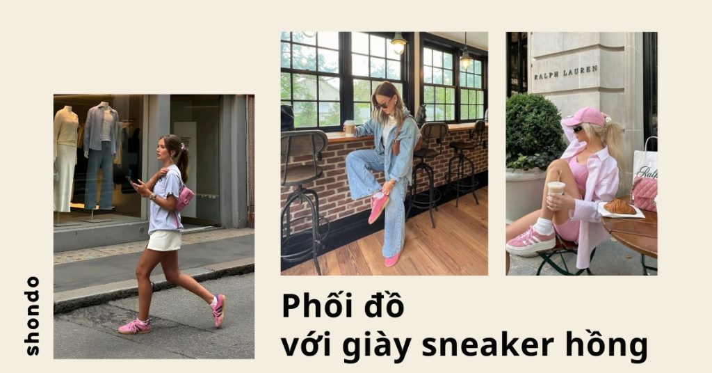 Phối đồ với giày sneaker hồng