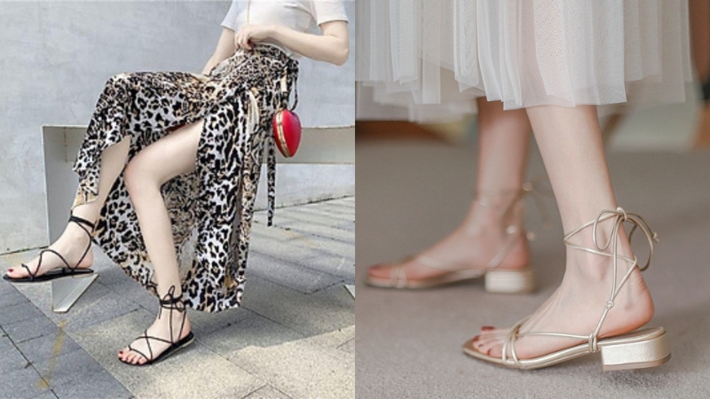 Strappy sandals and ruffled skirts add a feminine touch