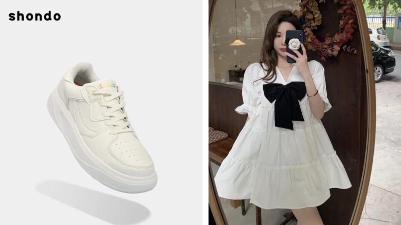 Sneakers and ruffled skirts bring youthful beauty and personality