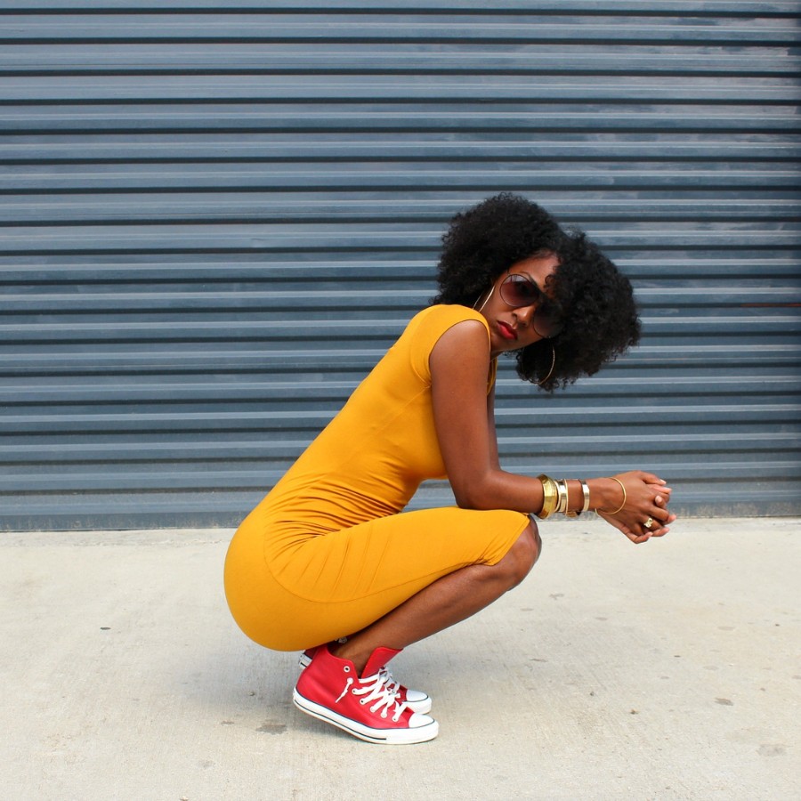 Dress, sneakers