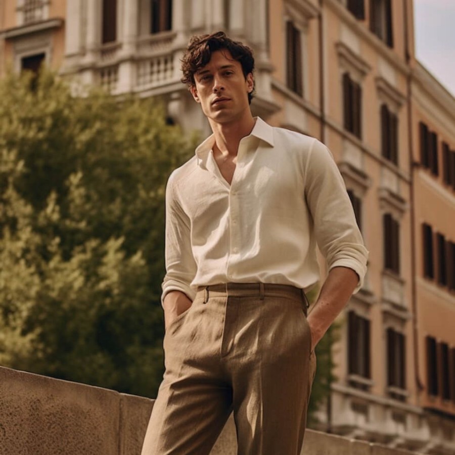 Men's shirt, trousers, sneakers
