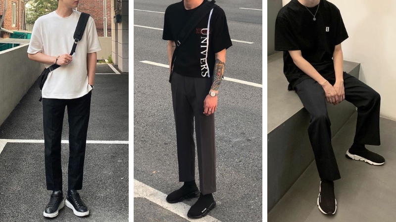 How to coordinate men's black shoes + t-shirt