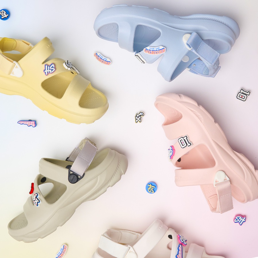 The shoes are made of solid plastic with water resistance.