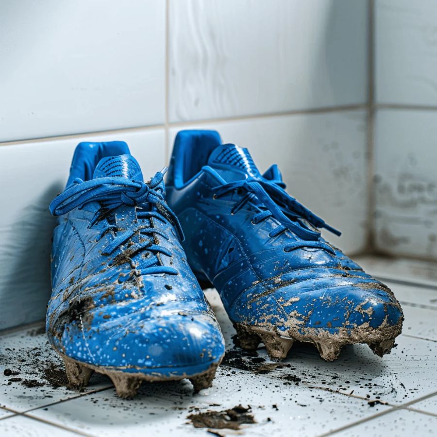 Wet soccer shoes