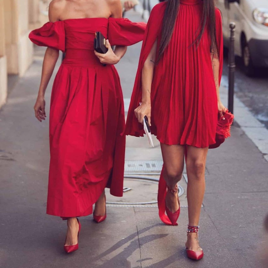 Red dress with red shoes