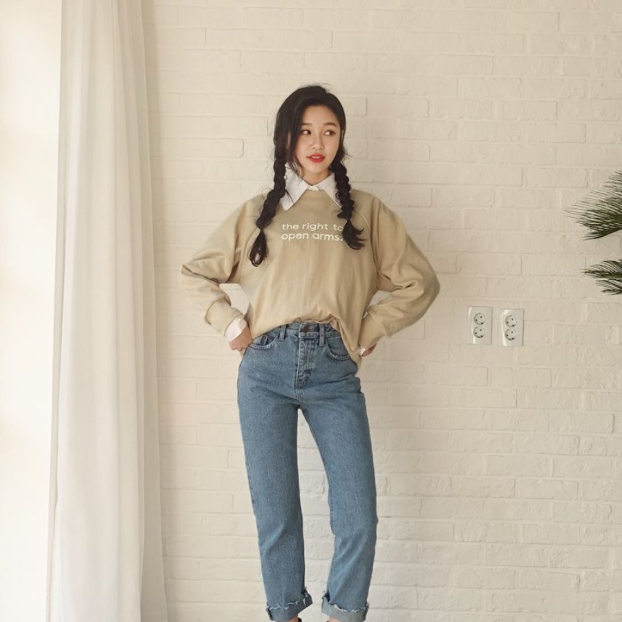 Jeans mix long sleeve t-shirt