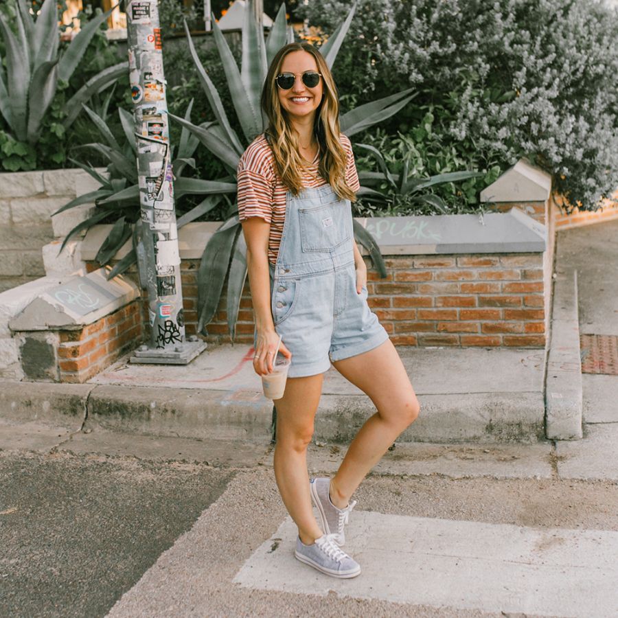 Overall dress + sneakers