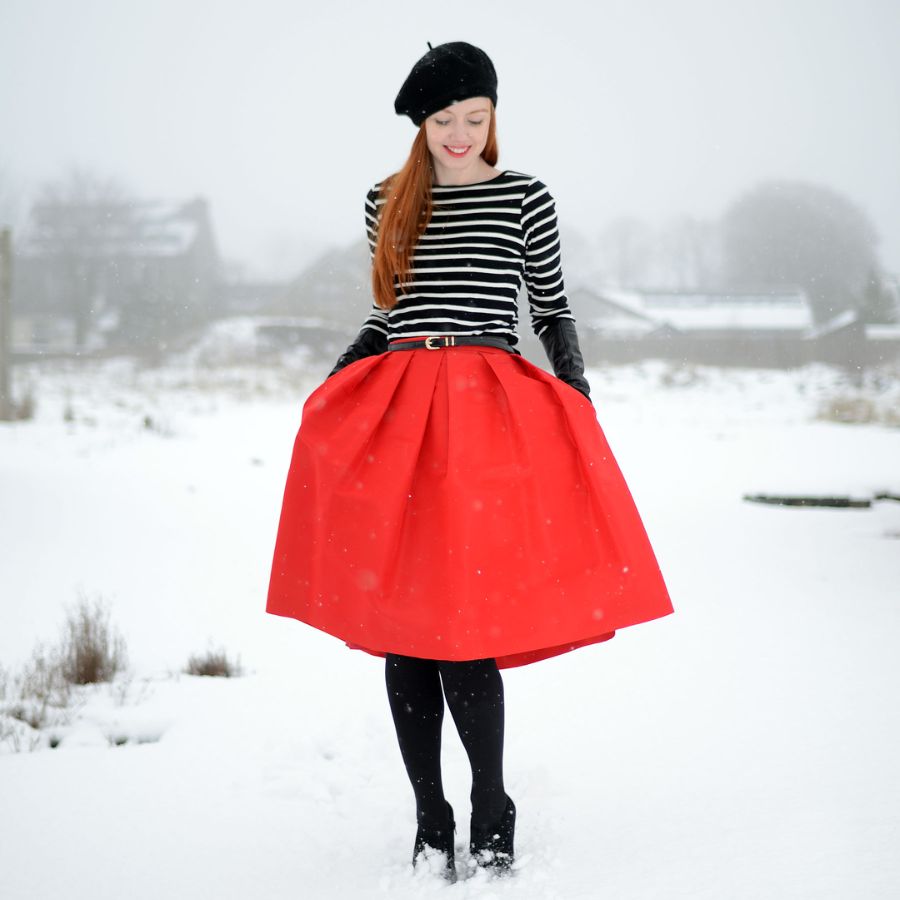 Winter outfit with long flared skirt?