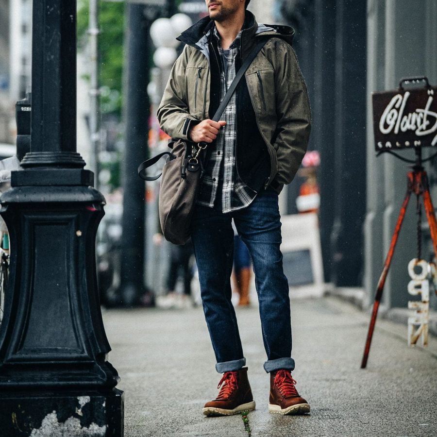 Matching men's boots with jackets